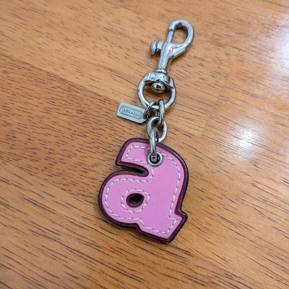 Coach leather letter "a" keychain clip
